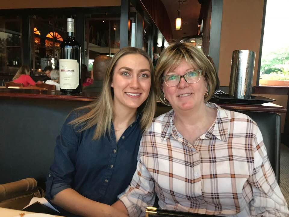 Oldest grand daughter, Haley and wife Sue out to diner