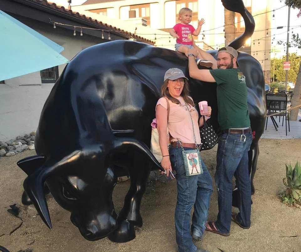 Granddaughter Arlo riding the bull at El Torito last evening!