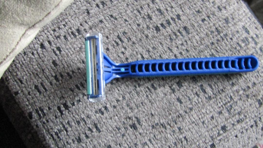 Yesterday my little Buddy gave us a good scare. I was reading in my Den and he came in chewing a dime sized piece of a Gillette disposable. I searched the house for the rest of it and could not find anything. A quick trip