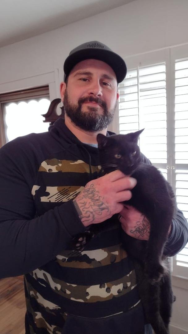 Louie found his forever home with his pal, Big Sam.