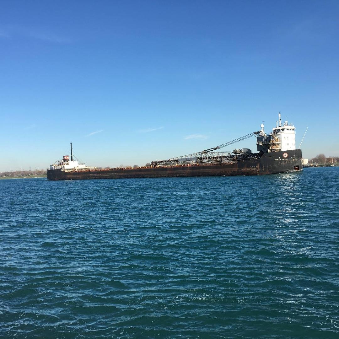 The unique John D Leitch downbound at Marysville Park. Her days may be numbered.