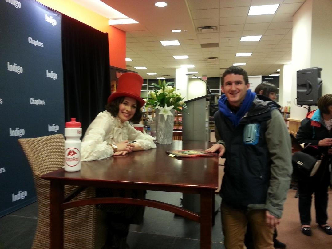My son and Evangeline Lilly ( Tauriel from Hobbit movies, Lost series) in Vancouver promoting her new kids book.