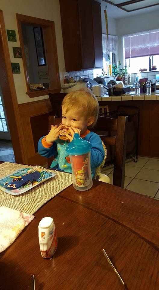Brandon munchin' on a donut
