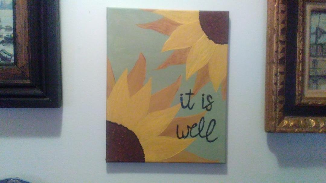 This afternoon I went to a lunch and paint part at church, and we painted pictures of sunflowers.