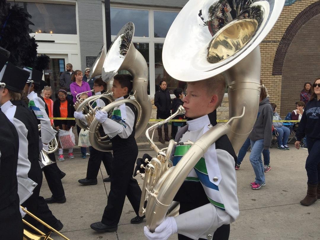 Today we were able to attend the annual City of Frisco Parade and one of the highlights of the Prarade was to see our grandson Jacob marching in his school band playing the tuba.