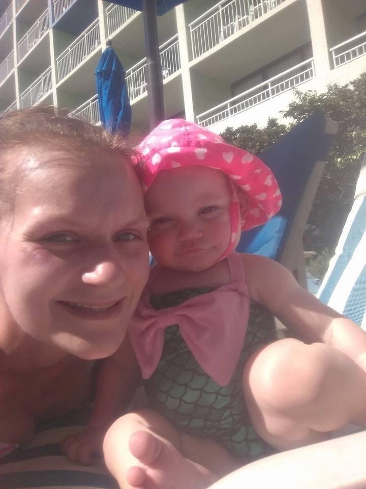 My granddaughter Jackie with her daughter (my great grand) Faith. Two beach bunnies on Myrtle Beach time and looking good at it!!!