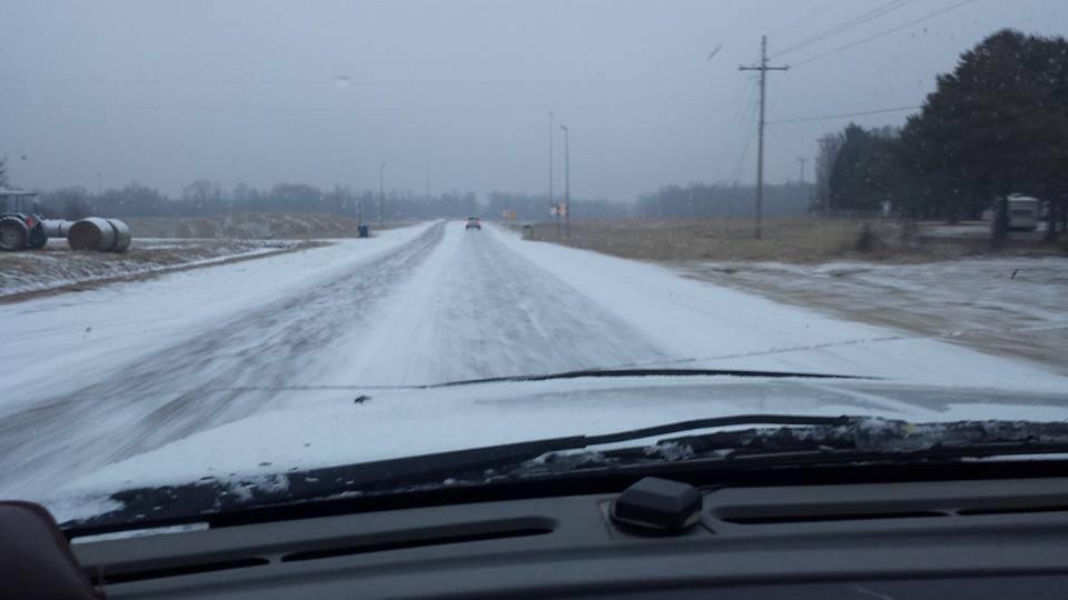 Road trip back to West Virginia starting out nice and snowy yeehaw