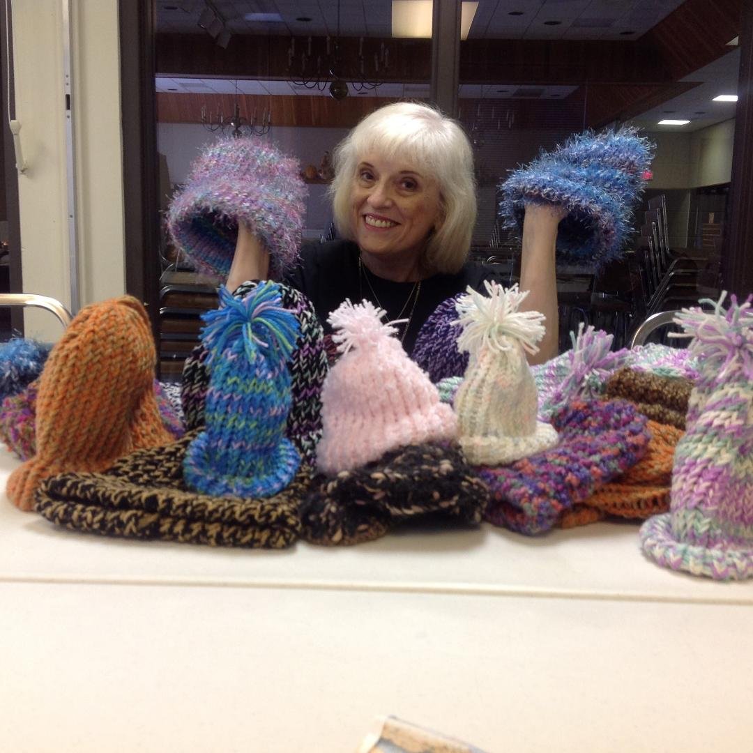 So far, I have given away 75 hats for the homeless. It really is a great feeling. My hands are a wreck but no arthritic pain, no swelling. See there, doing good has a positive effect on my body. Yeah!