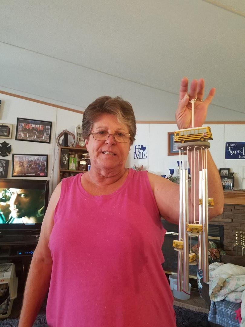 Today we are celebrating my wife's (boss's) 30th birthday, 2nd time over. I got her a School Bus themed windchime to go with all our others. Check out her page to see what she did to me, j/k!! Lookink forward to many more b
