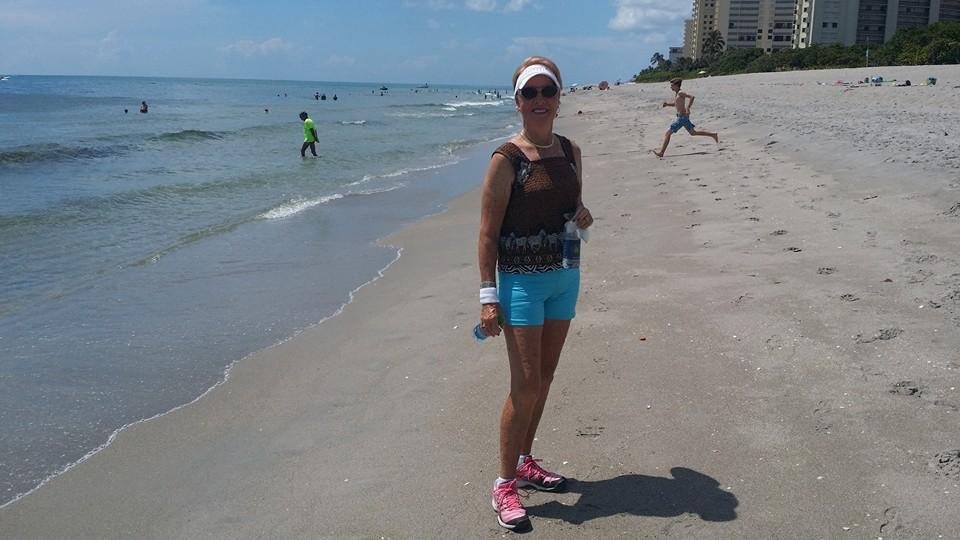 A walk on the beach was nice,  but very hot this morning.  The guy behind me was soooo hot, he sprinted to the water.   :))