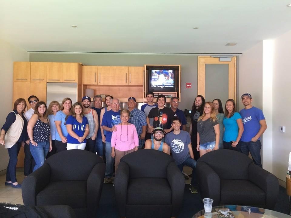 My family at the Dodger game today, only ones missing were my son Adam and my sister in law Marilyn as well as Chis and Marilyn's grand babies.