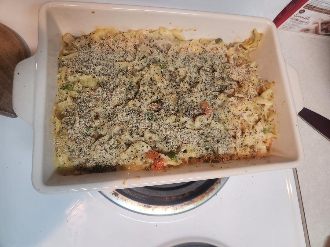 Best way to use leftover chicken make a casserole yum yum that and a movie let's gooooooo