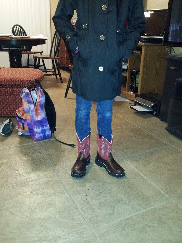 Bekahs birthday present her first pair of boots