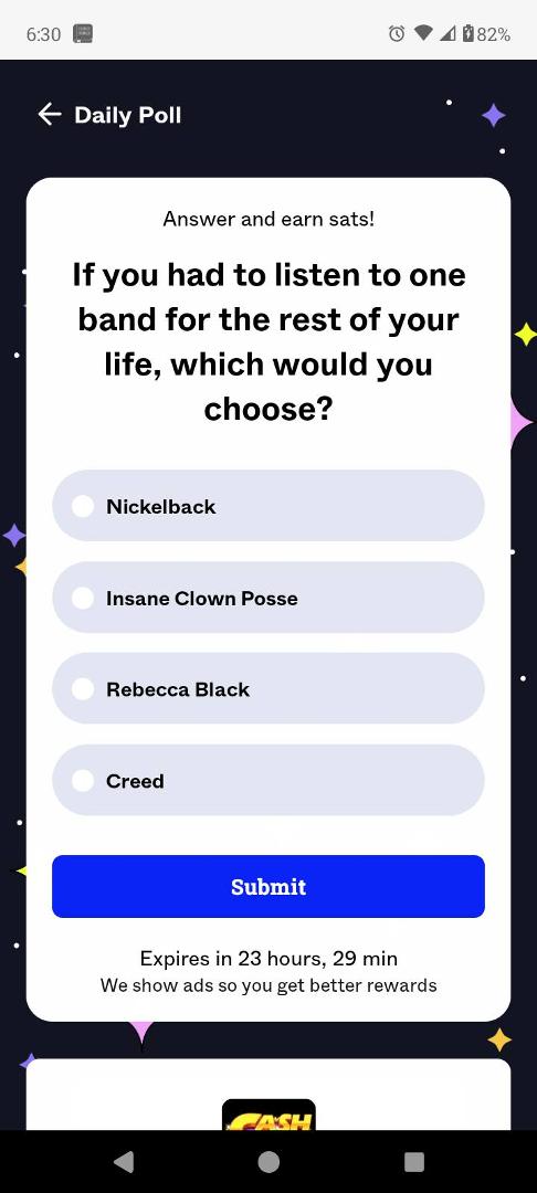 ZBD app daily poll. How the hell did they know?