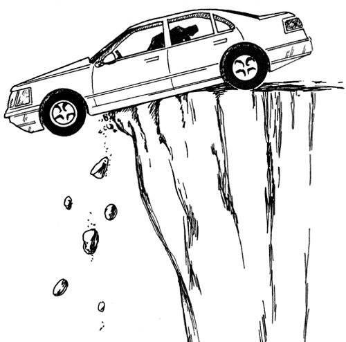 Stopped the car just in time!! Now we have to move it back from the edge of the cliff...