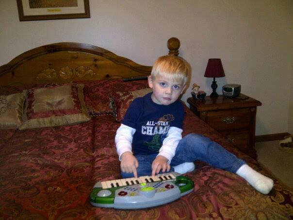Josh is playing his favorite song for me before I take him to school