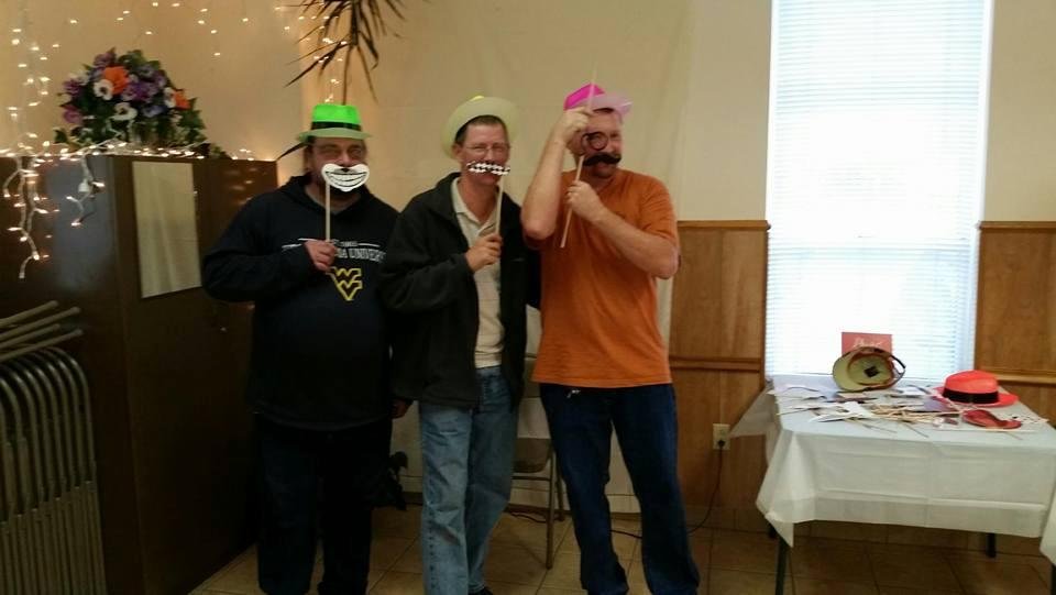Goofing of with Ernie Blake, and David Blake, at Denvil andJanice's 60th Wedding Anniversary Party.