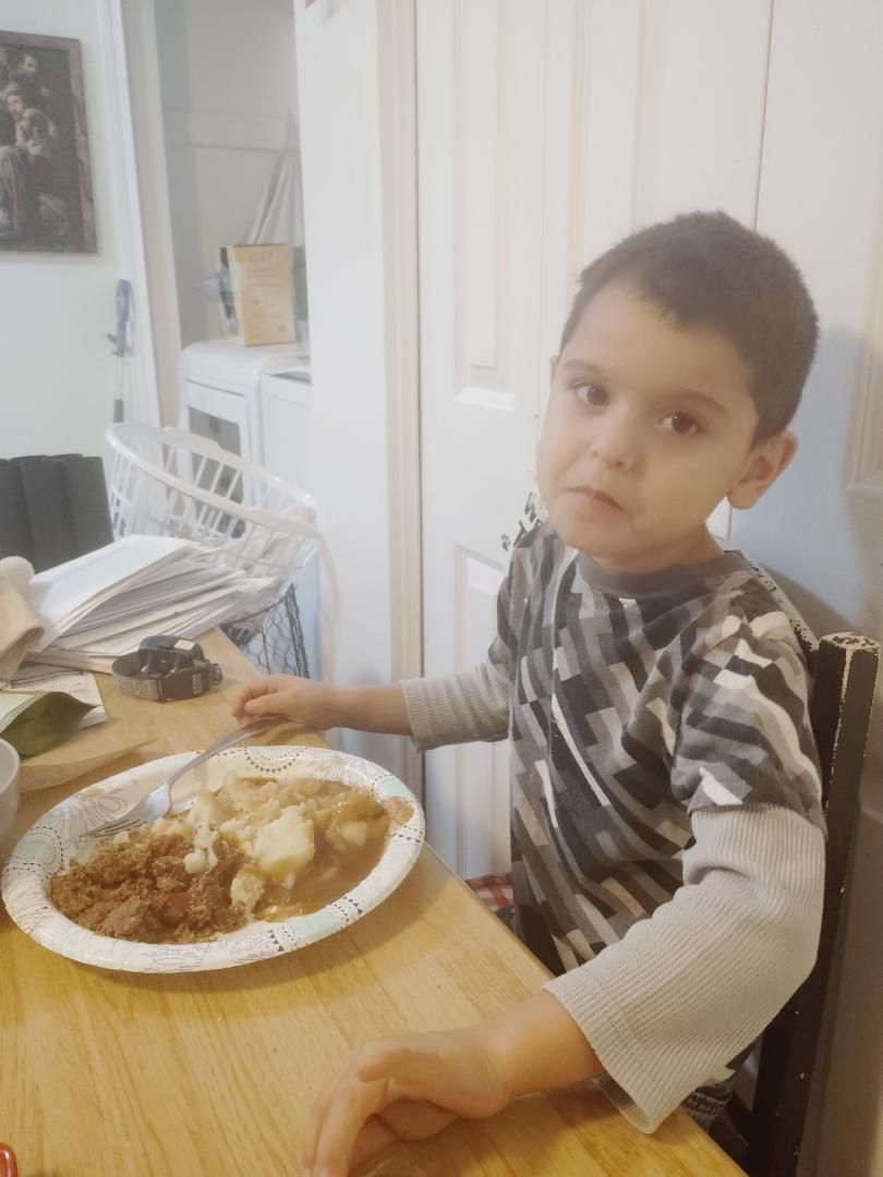 Meatloaf and mashed potato and gravy dinner he said you make the best dinner Grandma