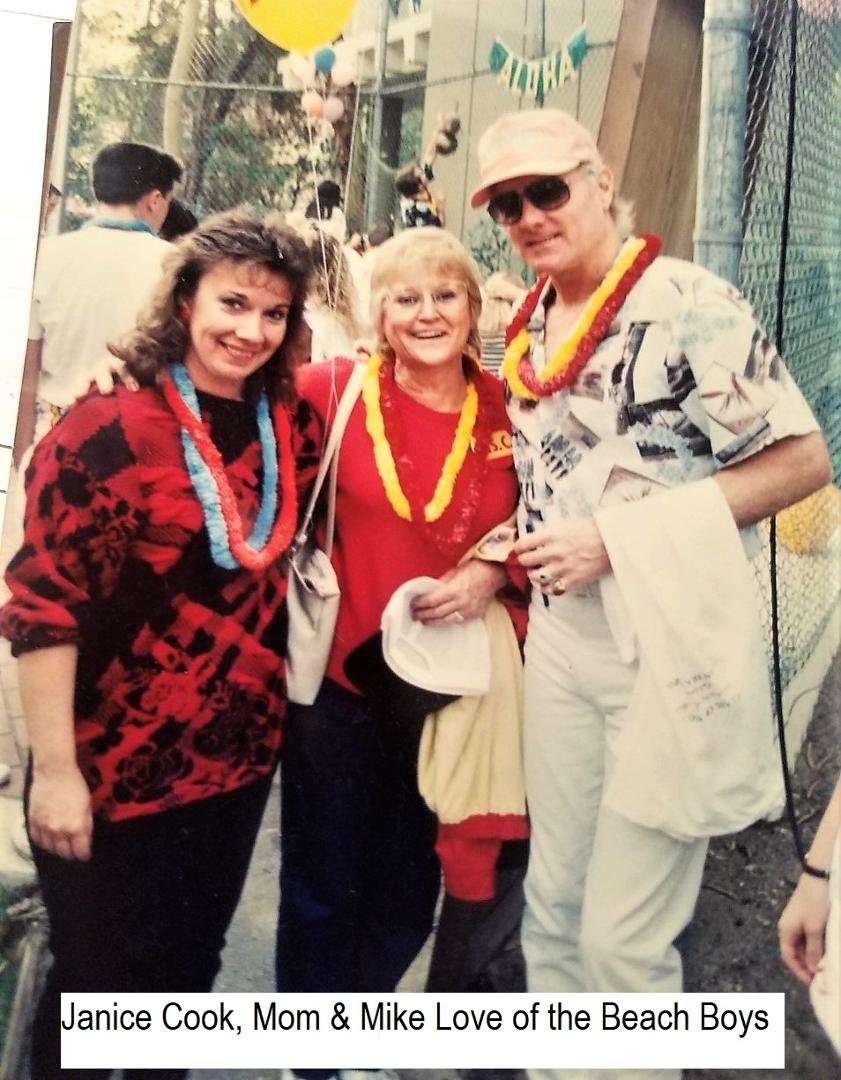 Well, here is a throw back in time when my brother played with the Beach Boys. Janice is my ex-sister-in-law and still a friend of the family today along with my mother in between her and Mike Love of the Beach Boys.