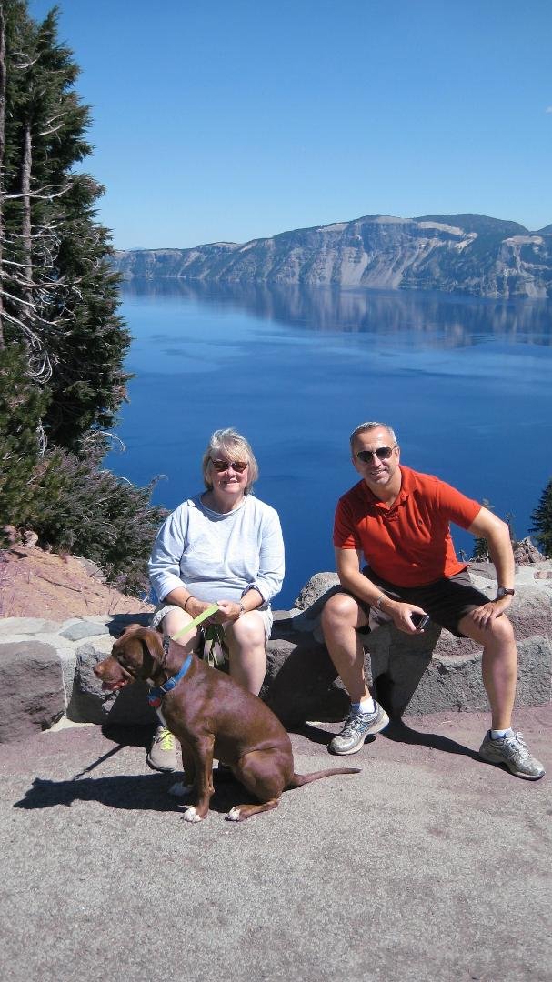 Ruth and I at Crater Lake this past week. Also went with our nephew Jim Robinson, who flew here from New York