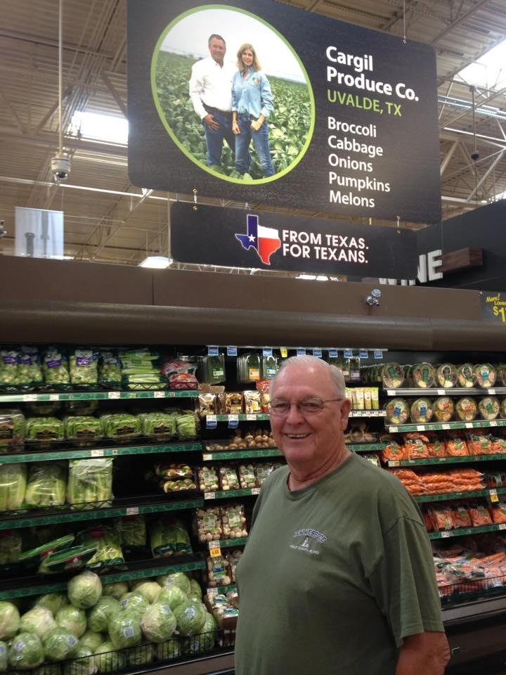 I came to Lewisville to see my great grand son and they sent me to the store to get a couple of onions and look who I ran into-the no. 1 vegetable grower in the country and his wife.