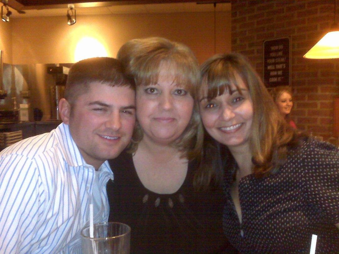 Me and two of my kids. My gorgeous son Jason and his lovely wife Maria.