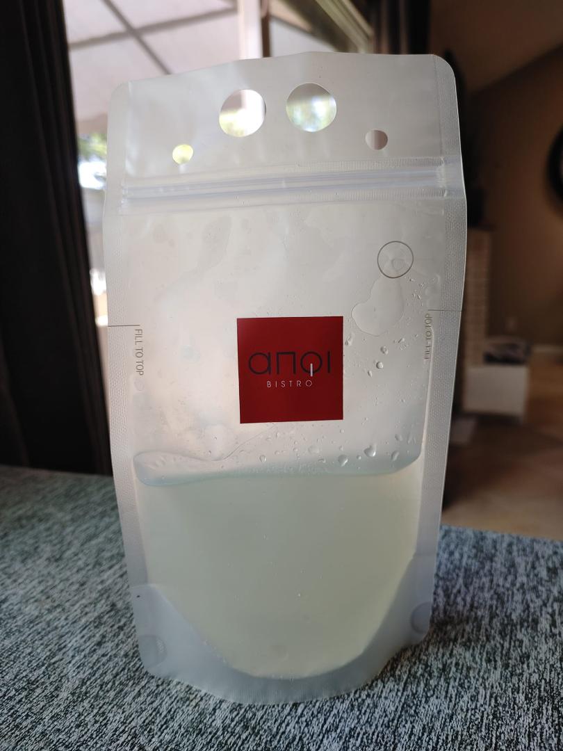 Learned from the happy hour bartender that one leftover from COVID is that bars can still do cocktails to go if "sealed." It's like a big kid's capri-sun! #anqi #cheers #IVdrip