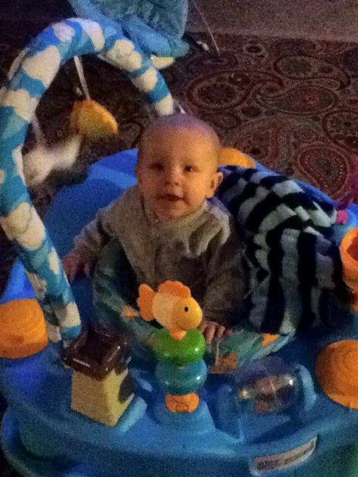 My sweet grandson enjoying his bouncy! Such a sweet boy...😍😊