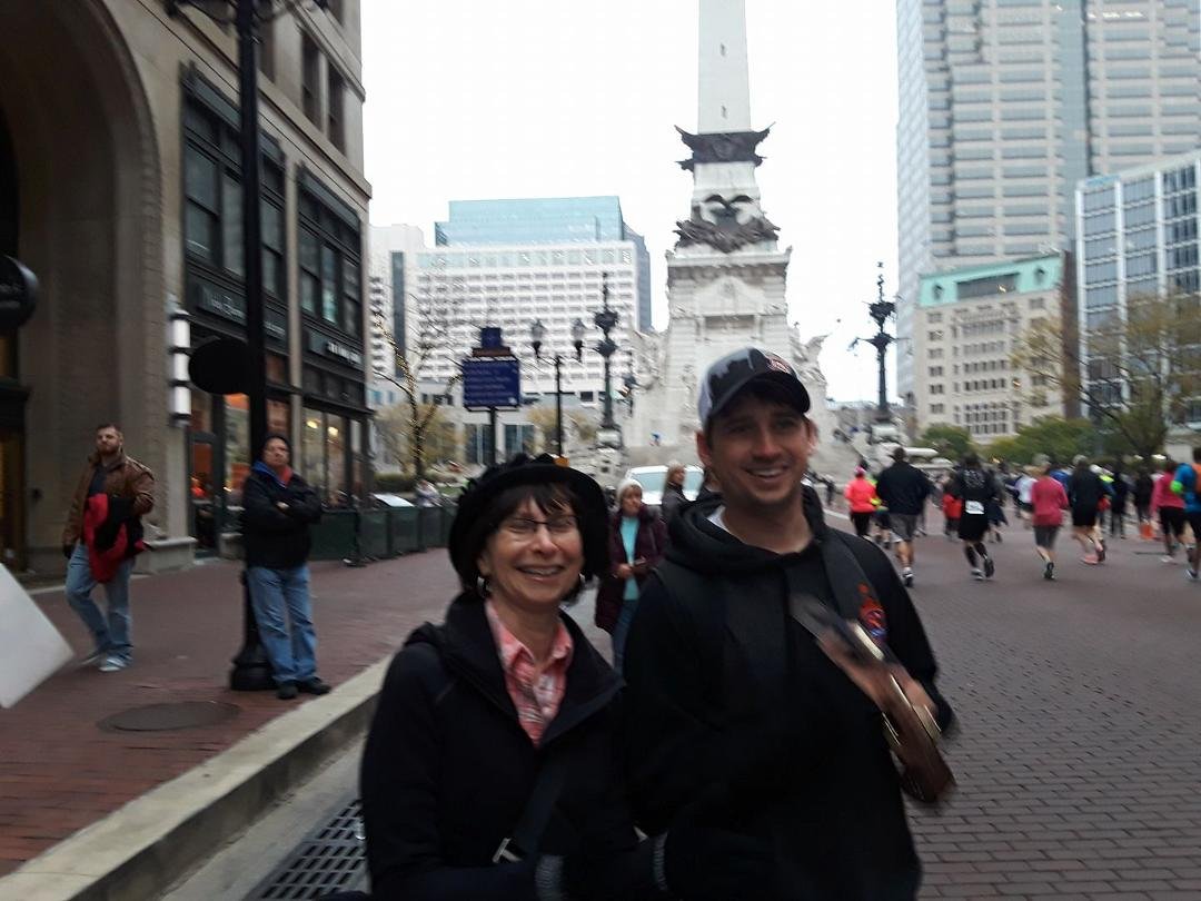 With Josh cheering on Sarah Kleymeyer at the Monumental Marathon in Indy!