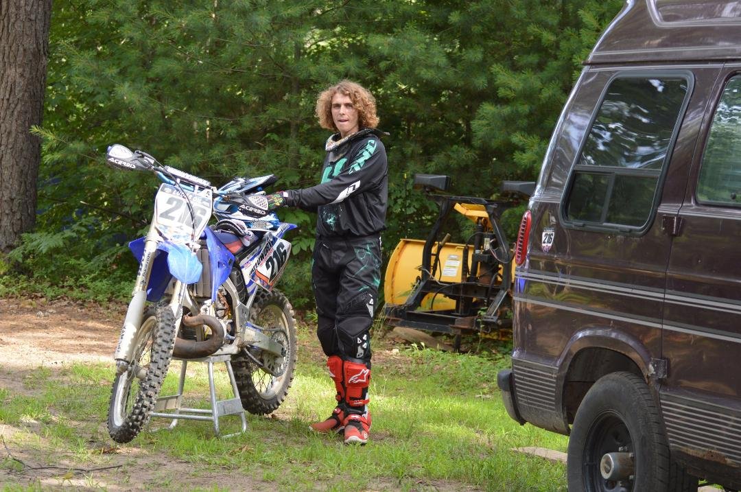 This is my son, Jared Boothroyd before riding yesterday... with his bike.