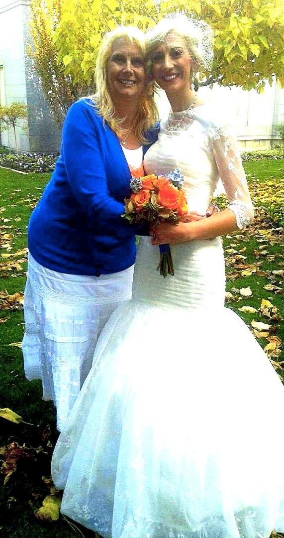 Bride is beautiful, mom is a bit windblown and darkeyed weary going on 1 hour of sleep, but it was a wonderful day! Love you Whisper and Cormick!