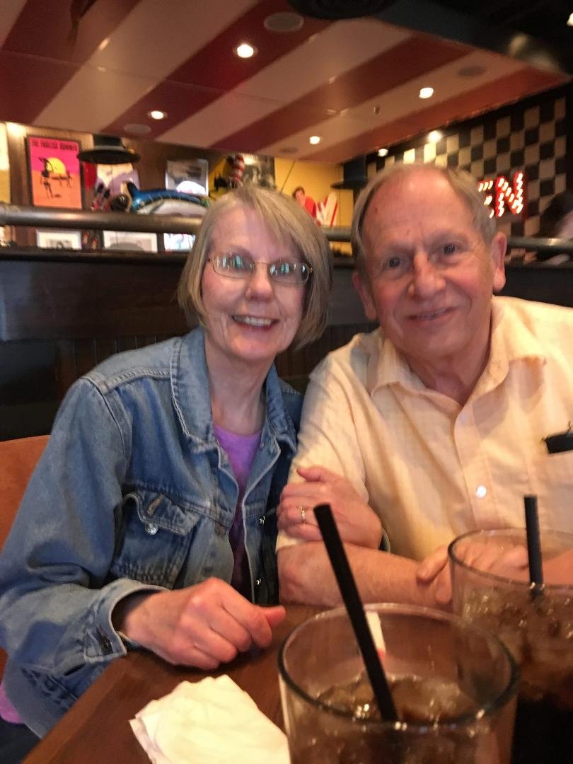 Enjoying dinner with my sweetie!