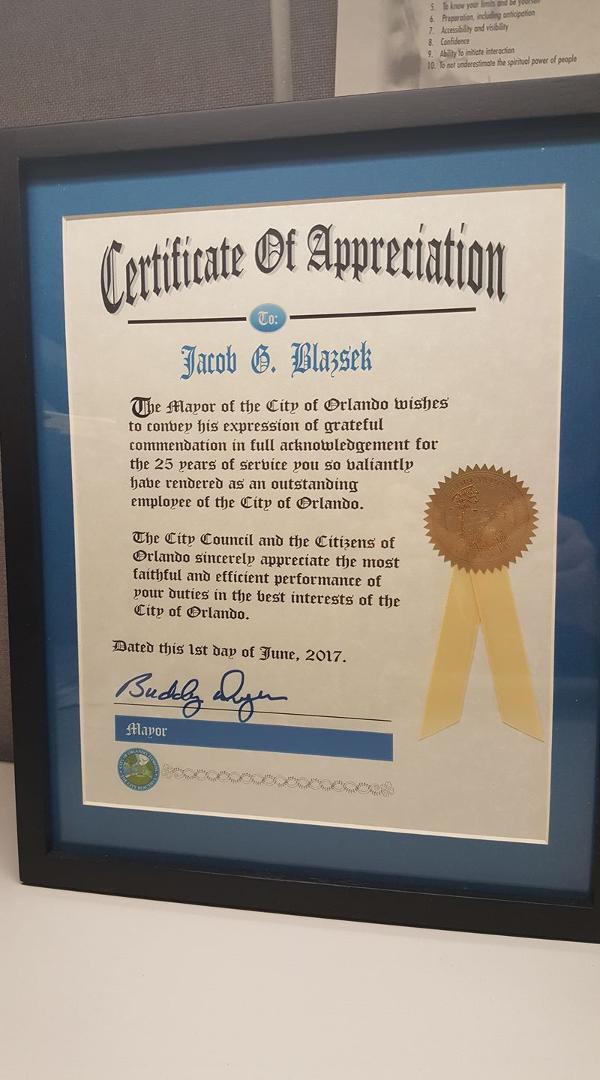 Well its been a great 25 years. I started in Public Works in 92. I worked on a project with the City, AAA, GM, SAIC, Florida DOT and the Federal DOT on a the Travtek Smart car project. This was the most advanced auto mappin