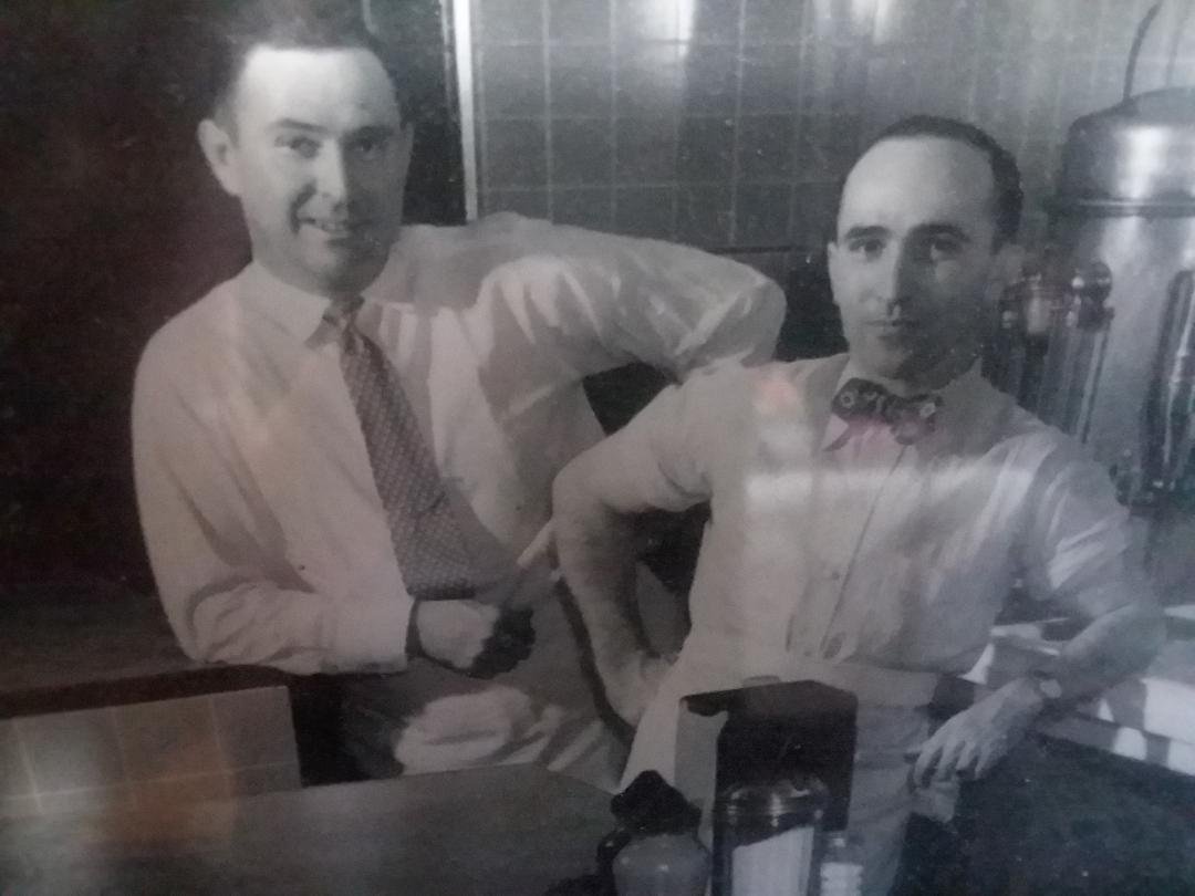 My dad, right, with his brother, John, in their Anderson restaurant.  Missing him 29 years today.