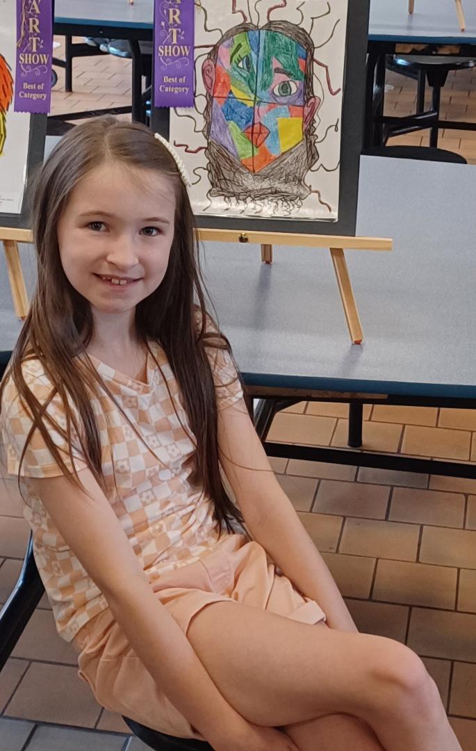 Pawpaw's little Princess Ari at the Art show inside Flowers Elementary school. So beautiful baby girl