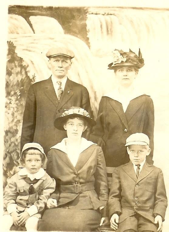 Dad's family minus Dad. Jens and Christine, Jens (Jake), Margaret, and Jorgen. About 1908.