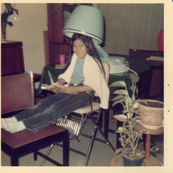 Ellen under hair dryer 1971 or 1972