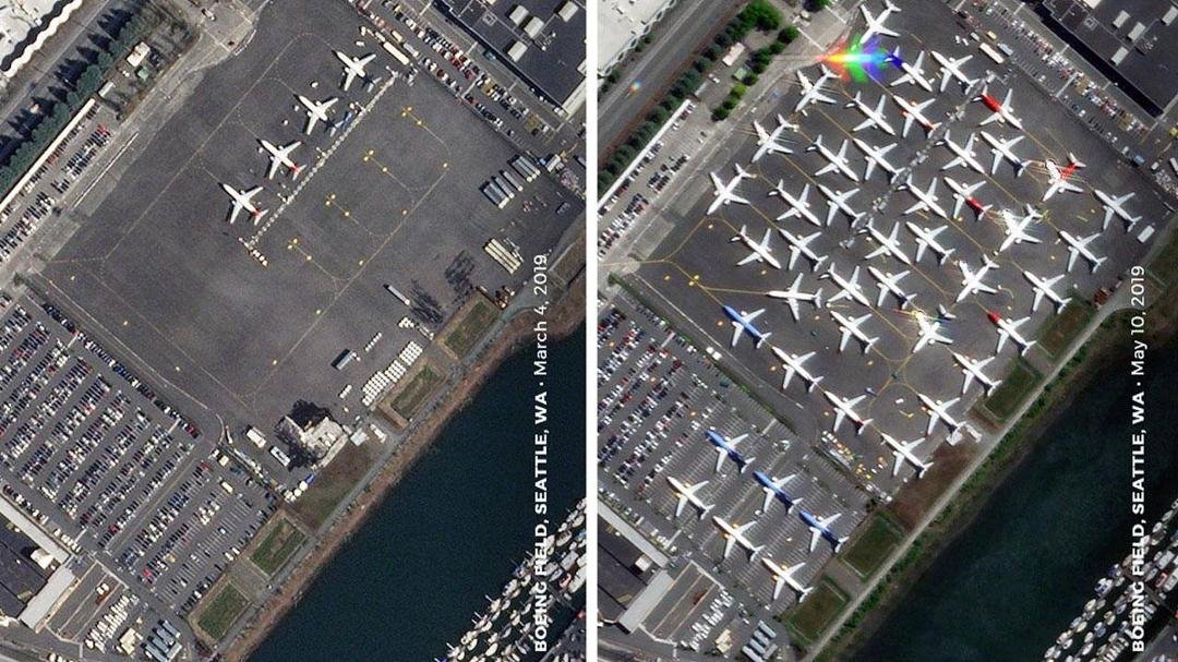 To the Max parking.....Here is a photo of the Grounded Boeing 737 Max at the start of the grounding and more current. Slowly but surely the planes will get approved and flying again.