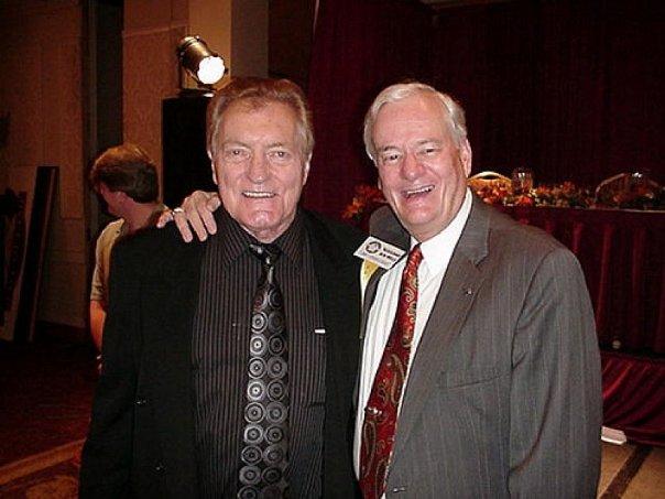 Big Chuck Schodowski and me (Hoolihan and Big Chuck) in Cleveland, fall of 2007, after my induction into the Ohio Radio/TV Broadcasters Hall of Fame.
