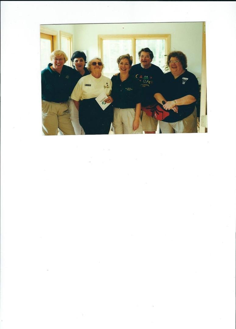 In memory and honor of Cathryn Creasman who passed away April 3, 2016 and Charleen Downey McMahan, who died on February 12, 2012. Old Ninety Sixers celebrating the opening of The "Dodie" at Camp Wabak...Lois, Karen, Mary