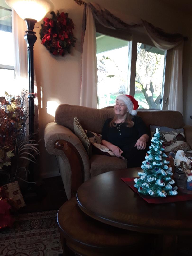 My beautiful wife Gayle Davis a few years ago, waiting for Santa.