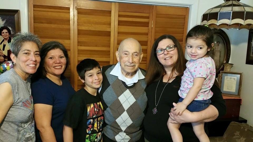 Visiting Grandpa Louie DeLuna and Grandma DeLuna made it into the picture.