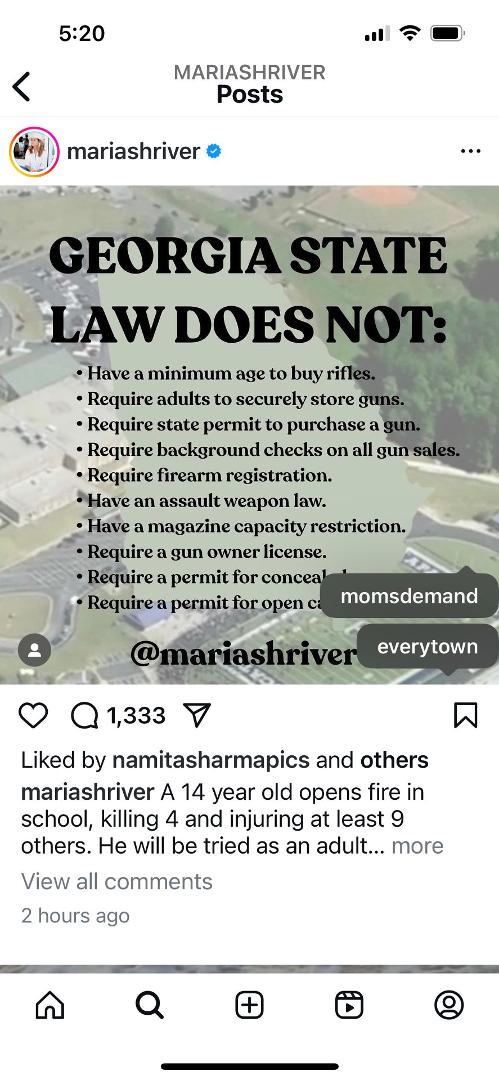 All the Georgia talking heads after the tragic school shooting in Georgia today, asking, "how can this happen here?" As my son when at age 11 so eloquently told me, "well duh". They want all people to have any gun, anywhe