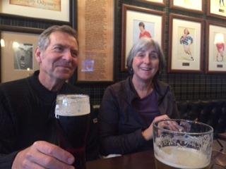 Enjoying a Smithwicks at the Penny Farthing pub in Oak Bay Victoria. Almost like being in Britain including lots of rain!