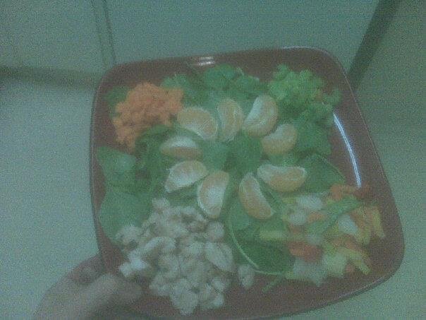 Raspberry chicken spinach salad. My creation :) its pretty :p taste amazing to haha