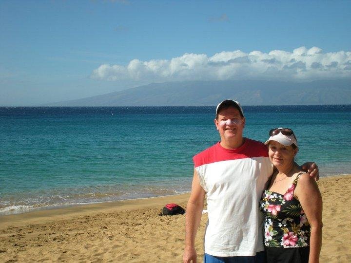 On the beach in Maui-Molokai in the background