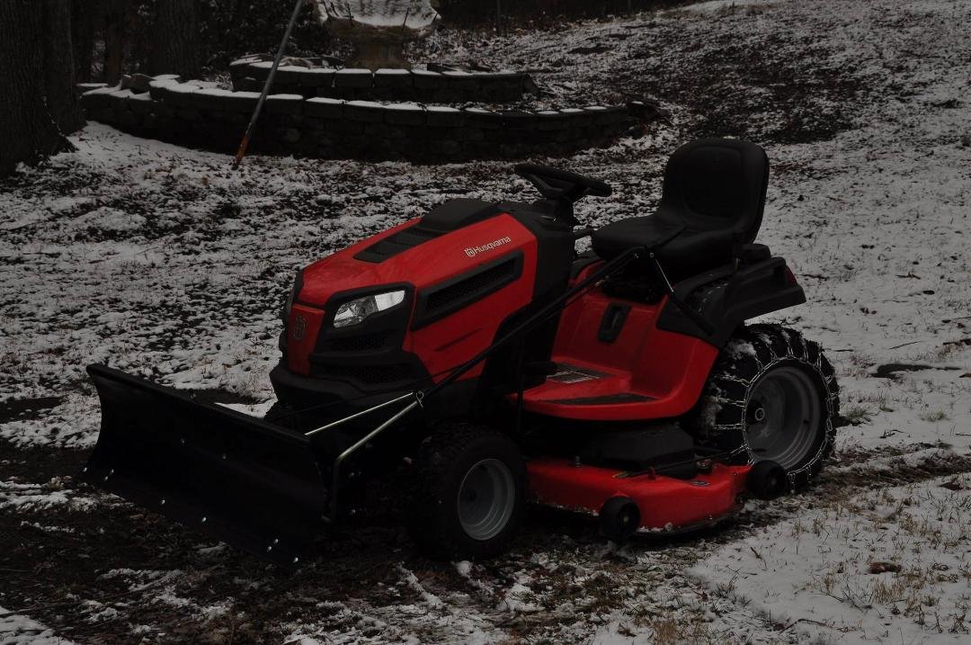 It's been cold and snowing lately in Advance NC. Normally my lawn tractor sits idle during the winter. I have given my lawn tractor some bling for winter weather to make it useful:
