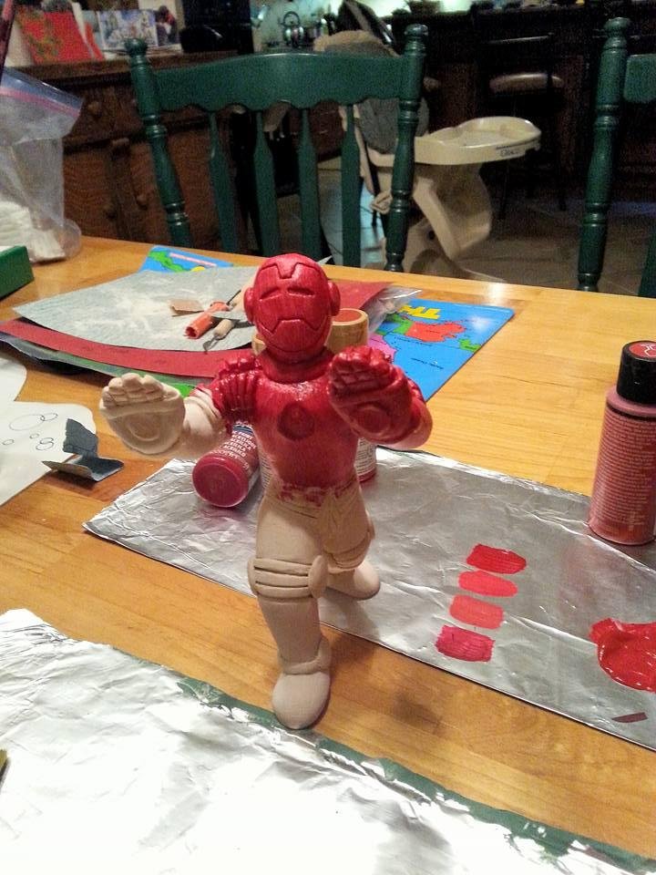 Putting on the first coat of paint Iron Man......what do you think Elijah??.........