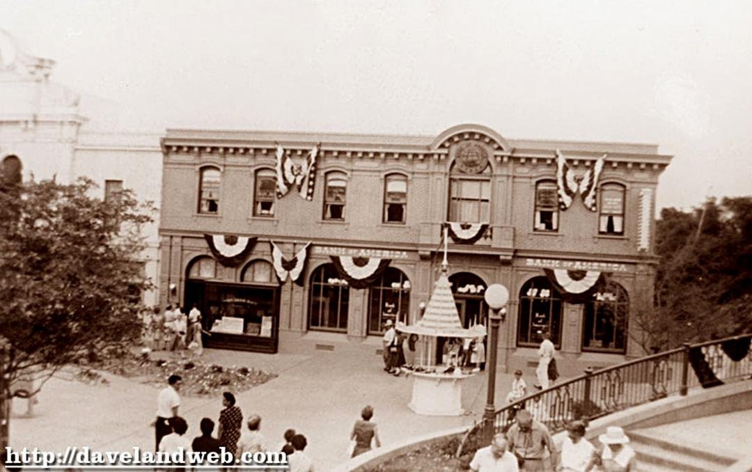 We lived in Anaheim, CA 1952-1959, then moved to John Day, OR. This picture is the Bank of America at Disneyland in the 1950's. My Mom worked there when Disneyland opened in 1955-59. I was lucky, because back then when m