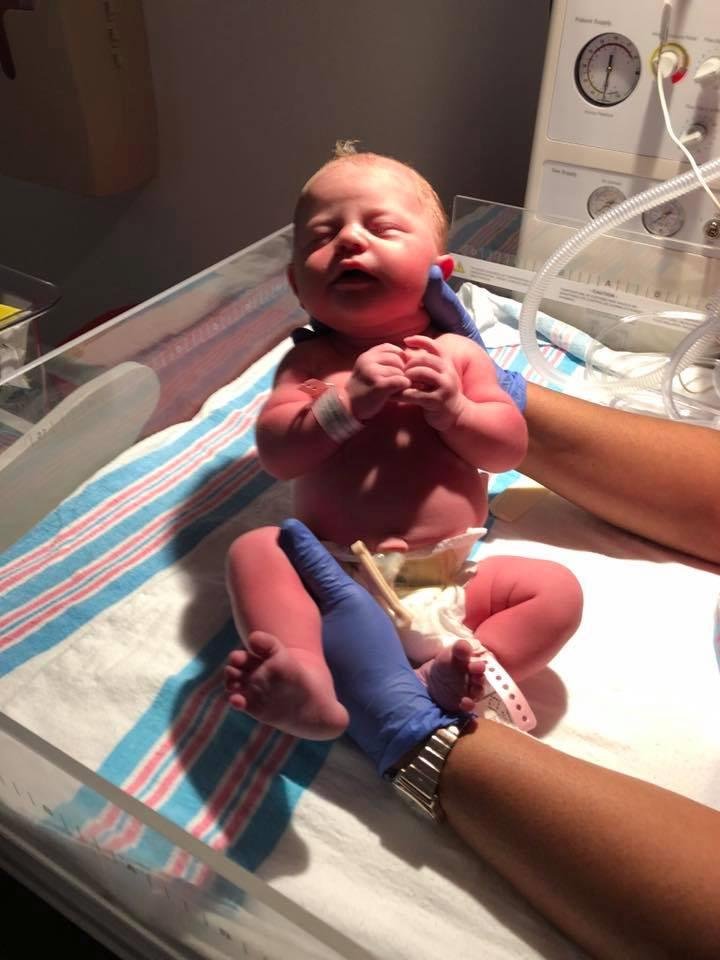 Our first grandchild, Margaret Caroline Holland. Born at 9:01 am on her due date! She weighs 7 lbs, 8 ozs 20 3/4 inches long.